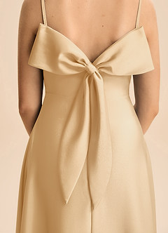 Azazie Isolde Junior Linia A Pofałdowany Satyna elastyczna Długość podłogi Młodsza druhna Sukienka image5