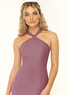 Azazie Rue Bridesmaid Dresses Vintage Mauve A-Line Halter Chiffon Dress image6