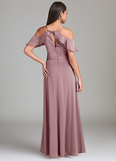 Azazie Dakota Bridesmaid Dresses Dusty Rose A-Line Off the Shoulder Stretch Satin Dress image2