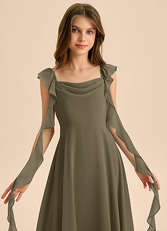 Azazie Carmin Junior Willow Green A-Line Ruched Chiffon Dress image6