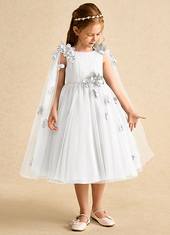 Azazie Staria Vestidos de florista Vestido Branco de Tule de Vestido de baile com Ruched image7