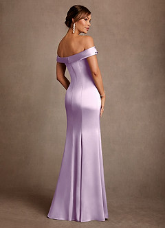 Azazie Boone Mother of the Bride Dresses Frosted Lilac Mermaid Off the Shoulder Stretch Satin Dress image3