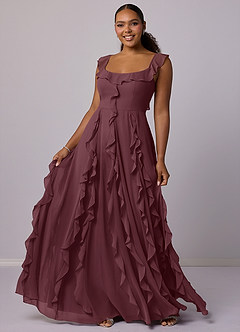 Barbie ♥ Azazie Bridesmaid Dresses Sangria A-Line with Pockets Chiffon Dress image10