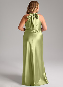 Azazie Doretta Brautjungfernkleider Meerjungfrau-Linie Schleifen Metallischer Satin Kleid Pistazie image13