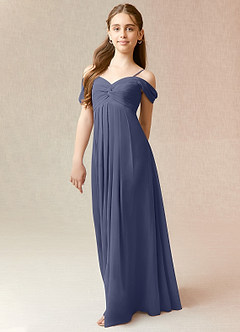 Azazie Kaitlynn Junior Stormy A-Line Off the Shoulder Chiffon Dress image4