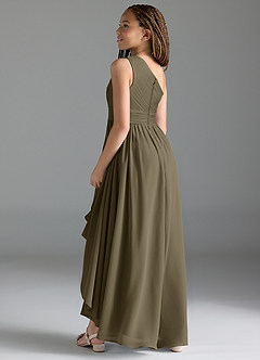 Azazie Mathilda Junior Willow Green A-Line Pleated Chiffon Dress image5