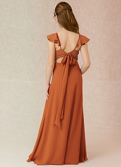 Azazie Everett Junior Cinnamon A-Line Chiffon Dress image1