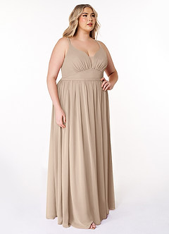 Azazie Rayna Bridesmaid Dresses Taupe A-Line V-Neck Pleated Chiffon Dress image10
