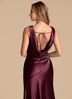 Azazie Rylina Bridesmaid Dresses Cabernet Mermaid Metallic Satin Dress image2