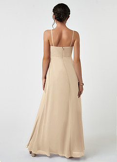 Azazie Collette Junior Champagne A-Line Ruched Chiffon Dress image2