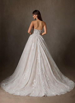 Azazie Elowyn Bröllopsklänningar Klä av Balklänning i Spets Axelbandslös Diamant Vit Naken image9