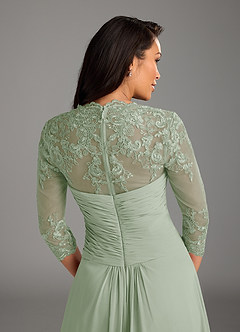 Azazie Devereaux Mother of the Bride Dresses Dusty Sage A-Line Lace Chiffon Dress image3