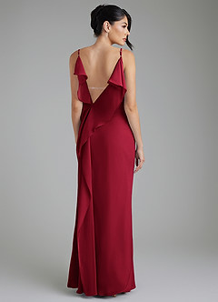 Azazie Veronica Bridesmaid Dresses Burgundy Sheath Chiffon Dress image2