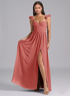 Azazie Denisse Robes de demoiselle d'honneur Robe Trapèze en Mousseline de soie Rayé Antique Rose image4