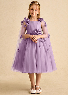 Azazie Staria Flower Girl Dresses Wisteria Ball-Gown Ruched Tulle Dress image1