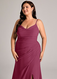 Azazie Deandra Bridesmaid Dresses Mulberry Mermaid Pleated Chiffon Dress image12