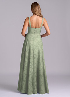 Azazie Shaude Bridesmaid Dresses Agave A-Line Pleated Floral Burnout Dress image2