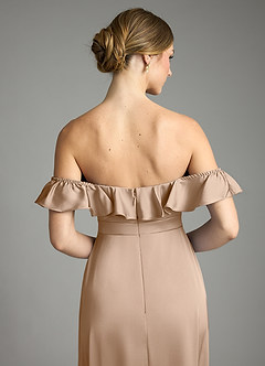 Azazie Lyra Vestidos de damas de honor Vestido de Gris Pardo de Satén Elástico de Corte en A Convertible con Vestidos sin tirantes image9