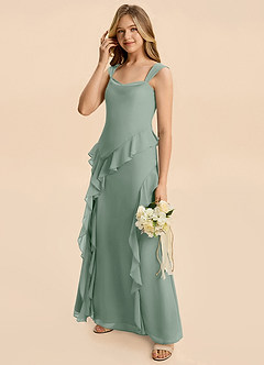 Azazie Sloane Junior Silver Sage A-Line Sweetheart Neckline Chiffon Dress image4