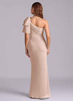 Azazie Yuanna Bridesmaid Dresses English Rose Mermaid One Shoulder Chiffon Dress image2
