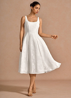 Adelie White A-line Midi Dress image3