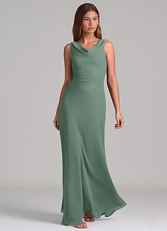 Azazie Nerine Brudtärnklänningar Klä av A-Linje i Chiffong Plisserad Eukalyptus image1