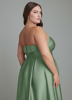 Azazie Lucienne Bridesmaid Dresses Matcha A-Line Strapless Stretch Satin Convertible Dress image10