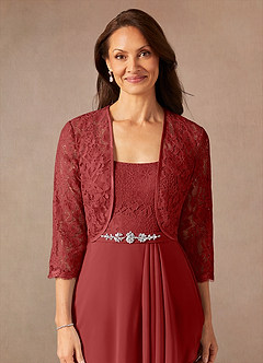 Azazie Ainsling Kleider für die Brautmutter A-Linie Quadratischer Ausschnitt Spitze Chiffon Kleid Rost image8