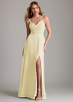 Azazie Terese Bridesmaid Dresses Lemon Sorbet A-Line Pleated Chiffon Dress image1