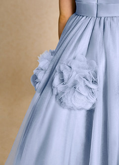 Azazie Vola Robe Demoiselle D'honneur Fillette Robe Princesse en Tulle Sans manches Eis image6