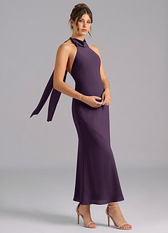 Azazie Velli Suknie dla druhen Syrena Wysoka Kołnierz Szyfon Długość kostki Sukienka image3