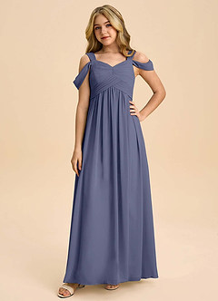 Azazie Lianne Junior Stormy A-Line Off the Shoulder Chiffon Dress image3