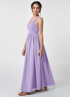 Azazie Keyla Junior Lilac A-Line Pleated Chiffon Dress image3