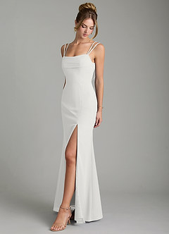 Azazie Egypt Abiti da Damigella Abito Tubino in Chiffon Scollo a Cuore Bianco image4