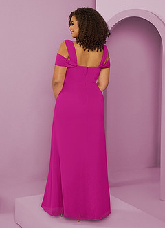 Barbie ♥ Azazie Vestidos de damas de honor Vestido de Fucsia de Gasa de Corte en A con Vestidos sin tirantes image7