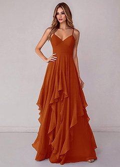 Azazie Zaina Bridesmaid Dresses Paprika A-Line Chiffon Dress image1
