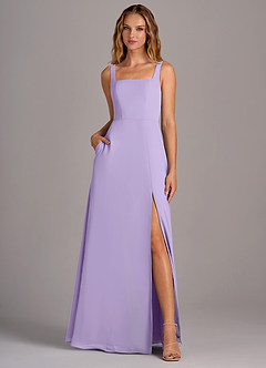 Azazie Debra Bridesmaid Dresses Lilac A-Line with Pockets Chiffon Convertible Dress image5