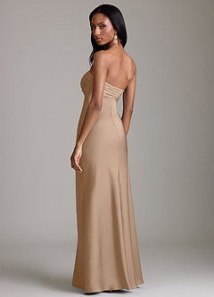 Azazie Saylor Brudtärnklänningar Klä av Sjöjungfru i Stretch Satin Axelbandslös Taupe image5