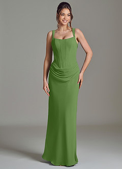 Azazie Niamh Brautjungfernkleider Meerjungfrau-Linie Korsett Chiffon Kleid Basilikum image5