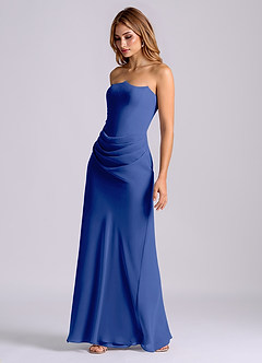 Azazie Debby Bridesmaid Dresses Royal Blue Mermaid Strapless Chiffon Dress image3