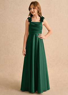 Azazie Rosita Girls Formal Flower Girl Klänningar Klänning A-Line i Stretch Satin Plisserad image4