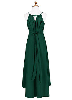 Azazie Oaklynn Junior Robe Trapèze en Mousseline de soie Plissée émeraude image7
