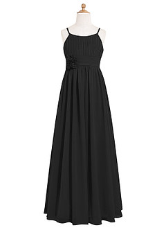 Azazie Astrid Junior Black A-Line Floral Chiffon Dress image7