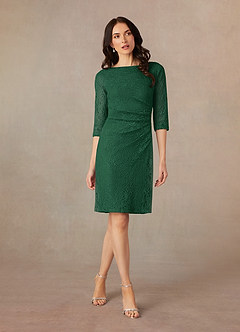Azazie Lola Mother of the Bride Dresses Dark Green Sheath Lace Dress image1