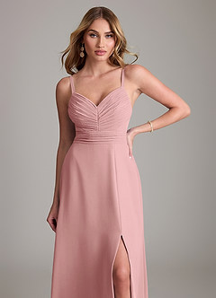 Azazie Terese Bridesmaid Dresses Dusty Rose A-Line Pleated Chiffon Dress image5