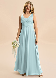 Azazie Odette Junior Vestido de Neblina de Gasa de Corte en A con Escote de Corazón image3