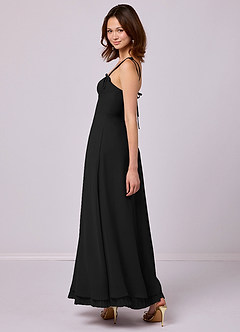 Barbie ♥ Azazie Bridesmaid Dresses Black A-Line Pleated Chiffon Dress image5