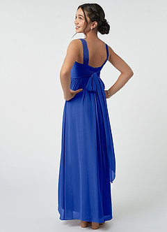 Azazie Kora Junior Royal Blue A-Line Pleated Chiffon Dress image4