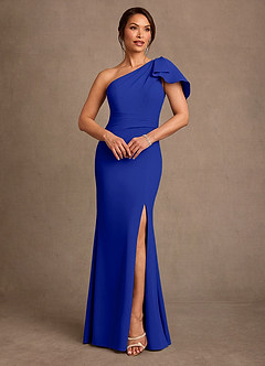 Azazie Haddie Moeder van de bruid jurken Kolom Jurk van Stretch crêpe One-Shoulder Koningsblauw image1