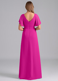 Azazie Ambrosia Vestidos de damas de honor Vestido de Fucsia de Gasa de Corte en A con Plisado image6
